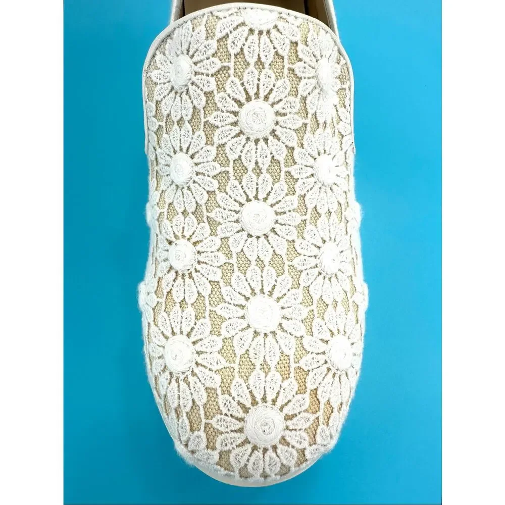 Stella McCartney Binx Platform Loafer Size 5/35 Tan/White Daisies Slip-On New